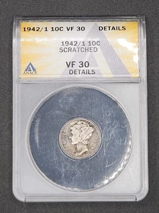 1942/1 Mercury Dime | ANACS VF30 Details - Picture 1 of 5