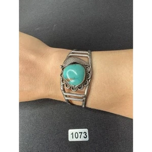 Brazalete turquesa plata esterlina firmado Southwestern JW de 20 gramos - Imagen 1 de 18