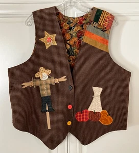 Womens VEST Hand Made Reversable Cotton Autumn Colors & Design NWOT - Picture 1 of 4