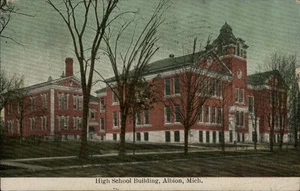 Albion, MI High School Gebäude 1913 Calhoun County Michigan Postkarte - Bild 1 von 2