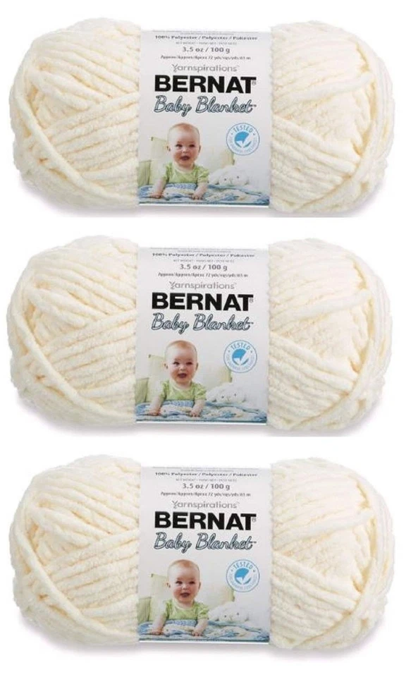 1 Skein Bernat Baby Blanket Yarn 057355367135 Vanilla