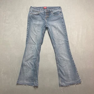 Mossimo Jeans Womens 9 Blue Low Rise Flare Exposed Button Fly Stretch Denim - Picture 1 of 11