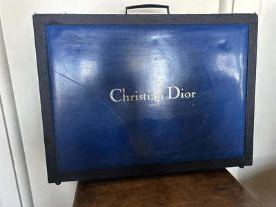 Vintage Christian Dior Paris Blue & Black Attaché Case Makeup Advertising - image 1 of 4