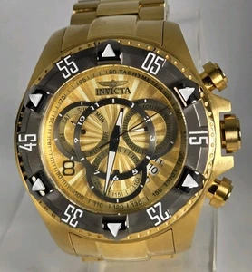 INVICTA EXCURSION MEN'S CHRONOGRAPH STAINLESS ST WATER R 200M GOLD TONE 55mm - Picture 1 of 16