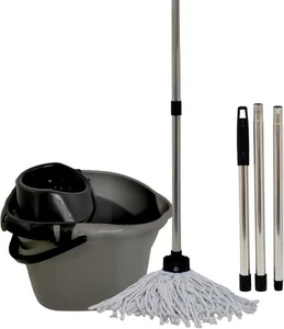 Gray Heavy Duty Mop and Buckets Sets with Detachable Wringer- Classic Plastic Mo - Picture 1 of 7