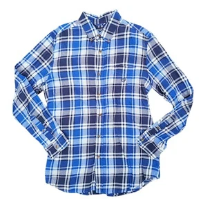 Chaps Mens Brushed Flannel Blue Plaid Long Sleeve Casual Button Up Shirt Size M - Picture 1 of 7