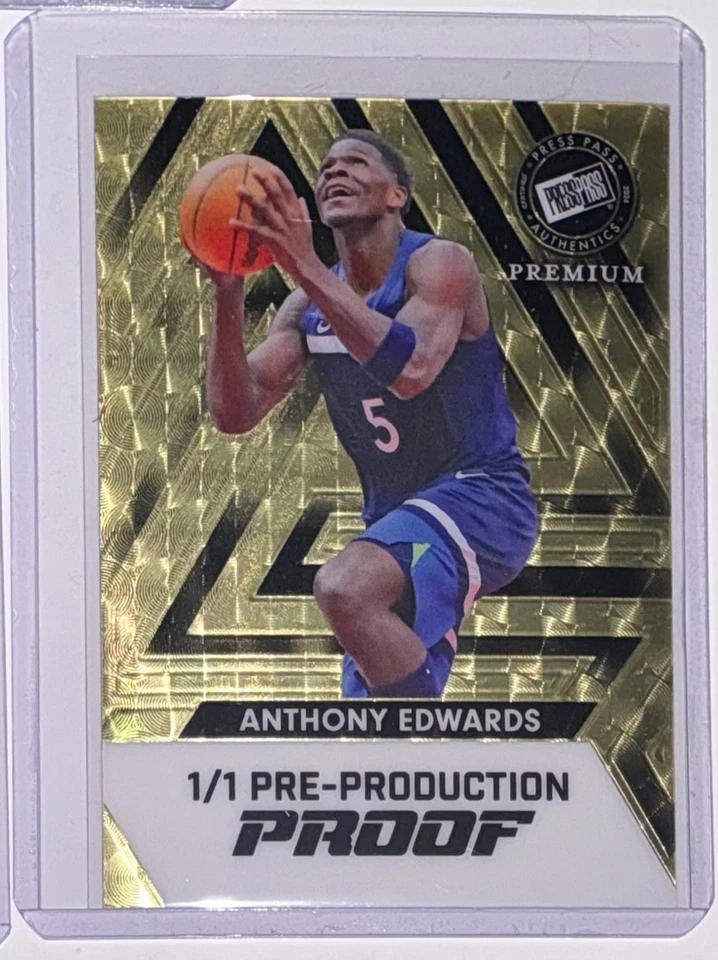 Pase de prensa de hojas 2024 Anthony Edwards súper prismático prueba de oro 1/1 Foto 1 de 1