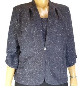 ALEX TARDES ~ ¡NUEVO CON ETIQUETAS!!~GRIS TEXTURIZADO CON DESTELLOS CAMI Y CHAQUETA ROPA DE FIESTA TALLA:3X - Imagen 1 de 10