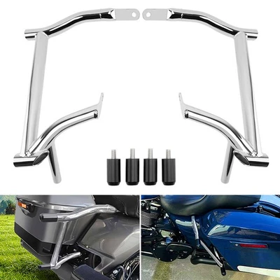 Rear Saddlebag Guard Crash Bars For Harley Touring Street Road Glide 2009-2024 - Imagem 1 de 4