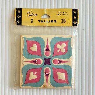 Tarjetas Bridge Tally Tallies Gibson vintage trajes de tarjetas rosa paquete de 8 nuevas sin abrir Foto 1 de 3
