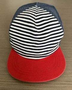 Sombrero de camionero Binky Bro infantil con espalda a presión beige azul blanco a rayas rojo Bill NIÑO PEQUEÑO - Imagen 1 de 3