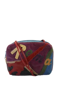 Sharif Womens Full Zip Lined Gold Tone Hardware Graphic Print Crossbody Bag Mult - Picture 1 of 13