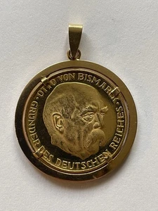 Medaille 900er mit Anhänger 750er Bismarck 100 Jahre Kaiser Proklamation - Bild 1 von 7