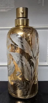 Czech Bohemian Gold Flashed Cut Glass Perfume Atomizer Bottle 1920s Art Deco - Image 1 of 4