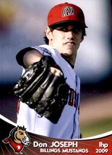 2009 Billings Mustangs Grandstand #18 Don Joseph Buda Texas TX Baseball Card