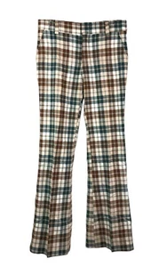 Pantaloni per il tempo libero a quadretti da uomo Bellbottom lana a quadretti? 32L - Foto 1 di 8