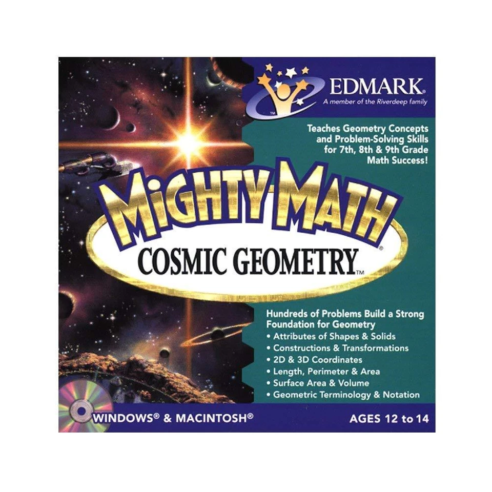 NEW Mighty Math Cosmic Geometry 2005 by Edmark MATHAMATIC SOFTWARE  - Image 1 of 1