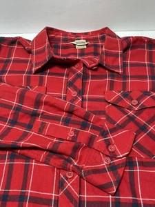 Camicia Duluth Trading Company rossa blu a quadri cotone/poliestere flanella taglia large - Foto 1 di 7