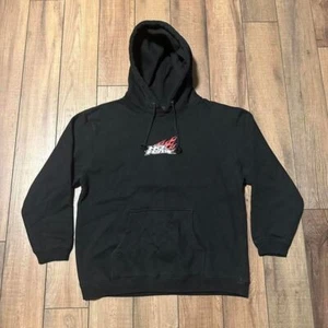 Y2K no fear black and red flames graphic hoodie sweatshirt - Picture 1 of 5