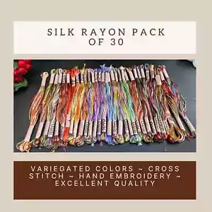 30 VARIEGATED SILK RAYON CROSS STITCH EMBROIDERY THREADS LOT COLORFUL EMBROIDERY - Picture 1 of 9