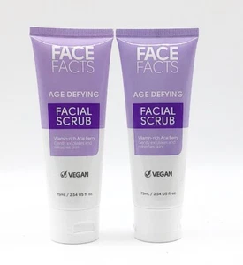 2 x Anti Ageing Skin Care Facial Scrub Gel Acai Berry  VEGAN  75ML ml Face Facts - Picture 1 of 4