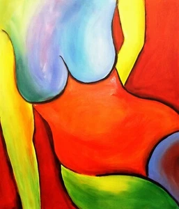 Original Leinwandmalerei Abstrakter weiblicher Körper Pop Art Silhouette Frau - Bild 1 von 7
