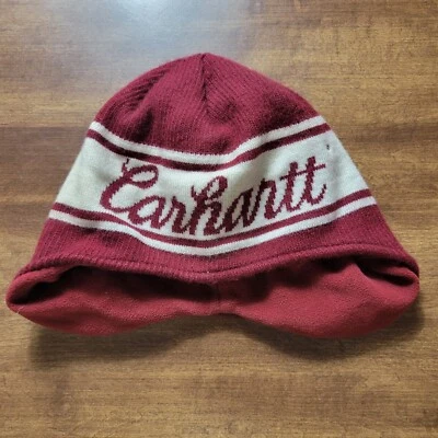 Gorro Carhartt Carmesí Deletreado Invierno Sombrero Rayas Foto 1 de 4