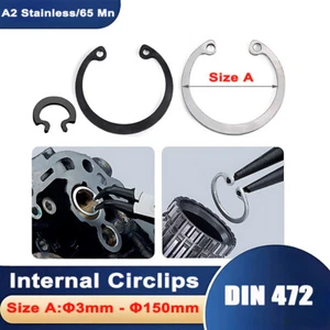 Internal Circlips Retaining Rings DIN 472 for Bores CirClip A2 Stainless/65Mn - Picture 1 of 140