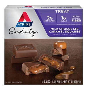 Atkins Endulge Treat, Milk Chocolate Caramel Squares, Keto Friendly, 15 Count - Picture 1 of 10