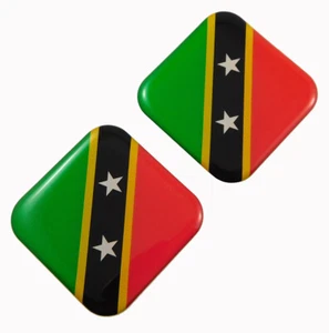 St kitts and Nevis flag Square Domed Decal car bike gel stickers 1.5" 2pc - Picture 1 of 2