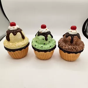 Harry Slatkin Homeworx Ice Cream Candle Set of 3 Vanilla Mint Chip Hot Fudge - Picture 1 of 3