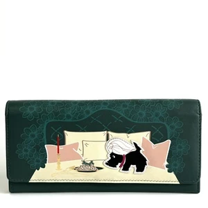 RADLEY Breakfast In Bed Dark Green Leather Large Matinee Purse - NEW - RRP £99