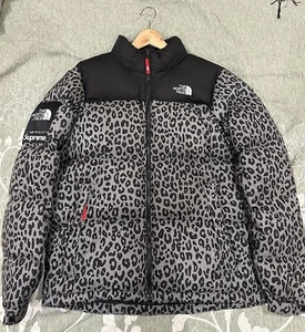 Supreme x The North Face Nuptse Jacket Gray Leopard FW11 Size Medium - Picture 1 of 6