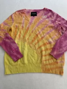 Le Superbe Ray Of Light Cashmere Wool Tie Dye Rhinestone Embellished Sweater Sm - Picture 1 of 4