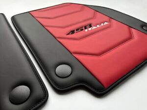 Premium Leather Floor Mats For Ferrari 458 - Performance Red - Quartz Series