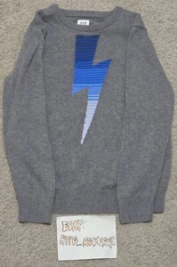 Gap Kids Boys Sweater Crewneck Size L 10 Crewneck Grey Gray Lighrning Bolt - Picture 1 of 3