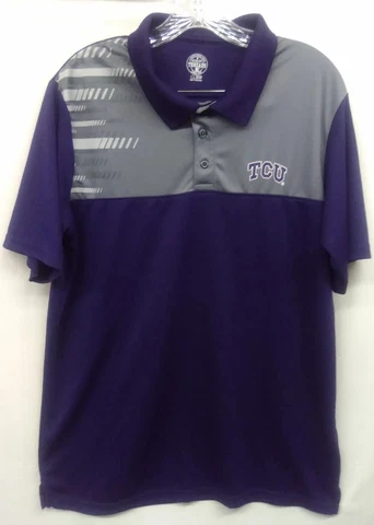 TCU Horned Frogs Rivalry Threads Short Sleeve Purple Dri-Fit Logo Polo Large 44 Cover
