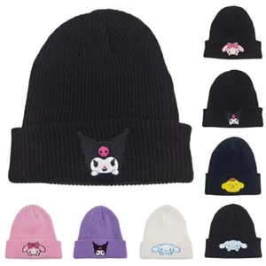 Kawaii Melody Kuromi Cuffed Beanie Cap Knitted Hat Winter Stretch Outdoor Cap - Picture 1 of 18