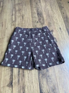 H&M Mens Brown Relaxed Fit Palm Tree Shorts Size XS W28 Reg x2 Pocket - Picture 1 of 3