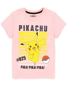 Camiseta Pokémon Niñas Niños Juego de Personajes Pikachu Mangas Cortas Prenda para el torso Rosa - Imagen 1 de 46