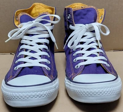 CONVERSE Chuck Taylor All Star Purple-Yel Hi-Top #1JB826 Lace Up Rubber Shoes 9 - Image 1 of 4