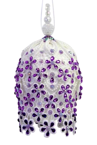 SATIN BEADED CHRISTMAS ORNAMENT KIT - "IT'S RAINING VIOLETS" - Picture 1 of 6