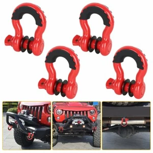 4PCS 3/4" Strength Shackle D-Ring Set For Tow Strap Winch Offroad Jeep SUV Truck - Picture 1 of 8