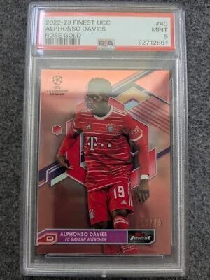 2022-23 TOPPS FINEST UEFA CHAMPIONS LEAGUE ALPHONSO DAVIES ROSE GOLD#19/75 PSA 9 - Image 1 of 3