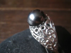 prächtiger opulenter Designer Ring Perle groß grau Perlenring 925er Silber RG 18 - Picture 1 of 4