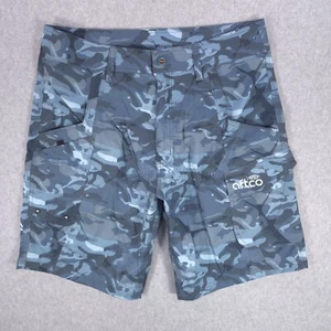 Aftco Camouflage Cargo Blue Cargo Fishing Boat Hiking Outdoors Mens Shorts 34x9 - Picture 1 of 13