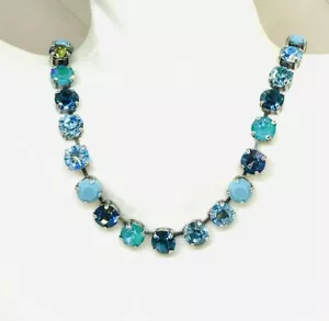Turquoise Blue Cup Chain Necklace, Turquoise Blue Tennis Necklace, Blue Necklace - Picture 1 of 11
