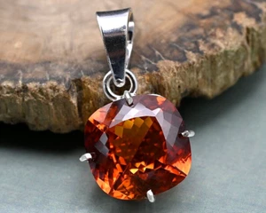 Natural Certified 21.55 Ct Orange Sapphire Gemstone Pendant In 925 Solid Silver - Picture 1 of 8