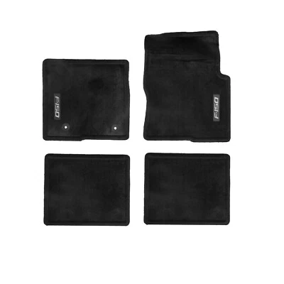 NEW OEM 12-14 Ford F150 Crew Cab Front Rear Black Contour Carpet Floor Mats LOGO - Image 1 of 4