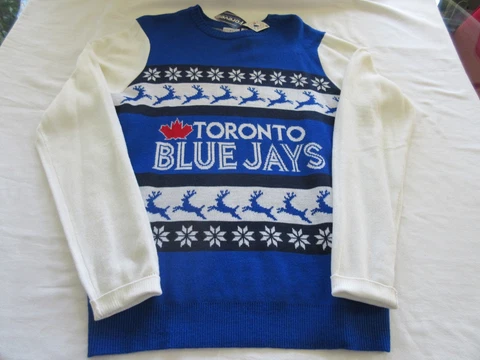 NWT TORONTO BLUE JAYS MLB UGLY CHRISTMAS SWEATER GENUINE MLB MERCHANDISE LARGE ! Cover